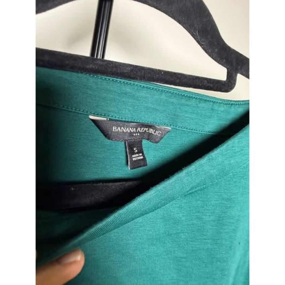 Teal Boatneck Balloon Sleve Shirt Banana Republic Size Small - Picture 2 of 3